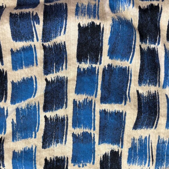 NIC+ZOE Blue White Abstract Print Cotton Top L/S Button Front Boho Workwear - 3X - Picture 3 of 11